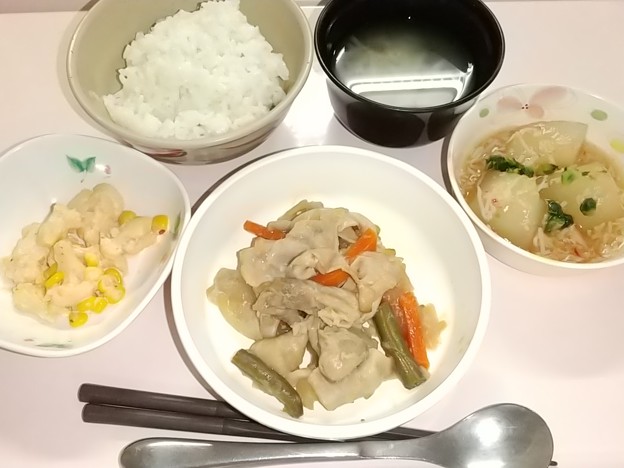 ４月７日夕食(豚肉の玉葱ソース炒め) #病院食