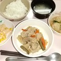 写真: ４月７日夕食(豚肉の玉葱ソース炒め) #病院食