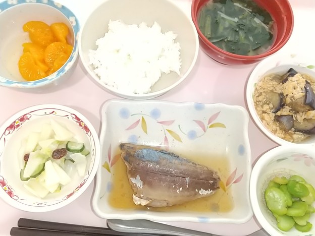 写真: ４月１０日昼食(鯵の照り煮) #病院食