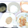 写真: ７月１４日朝食(じゃが芋のそぼろ炒め) #病院食