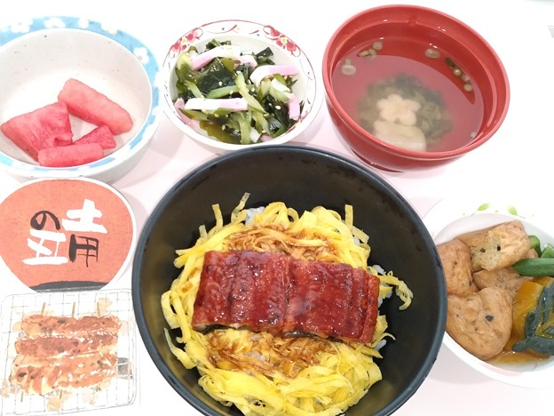 写真: ７月２９日昼食(鰻丼) #病院食