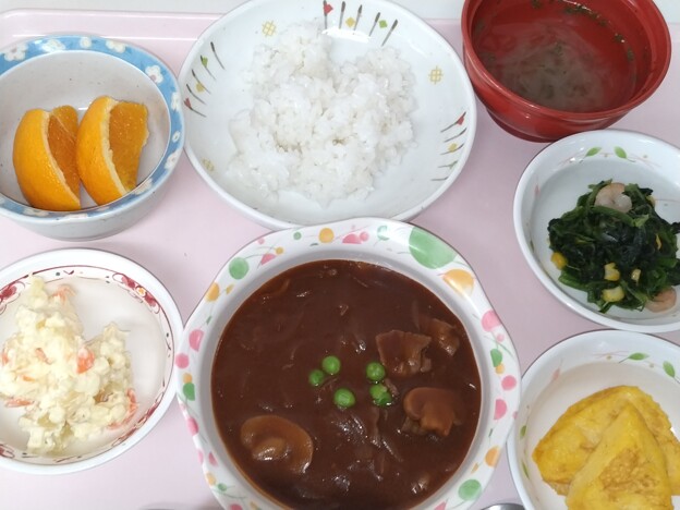 １１月９日昼食(ハヤシオムレツ) #病院食