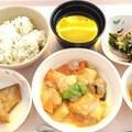 ４月２５日夕食(海老と厚揚げの旨煮・いりこ菜飯) #病院食