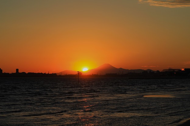 写真: 夕景富士